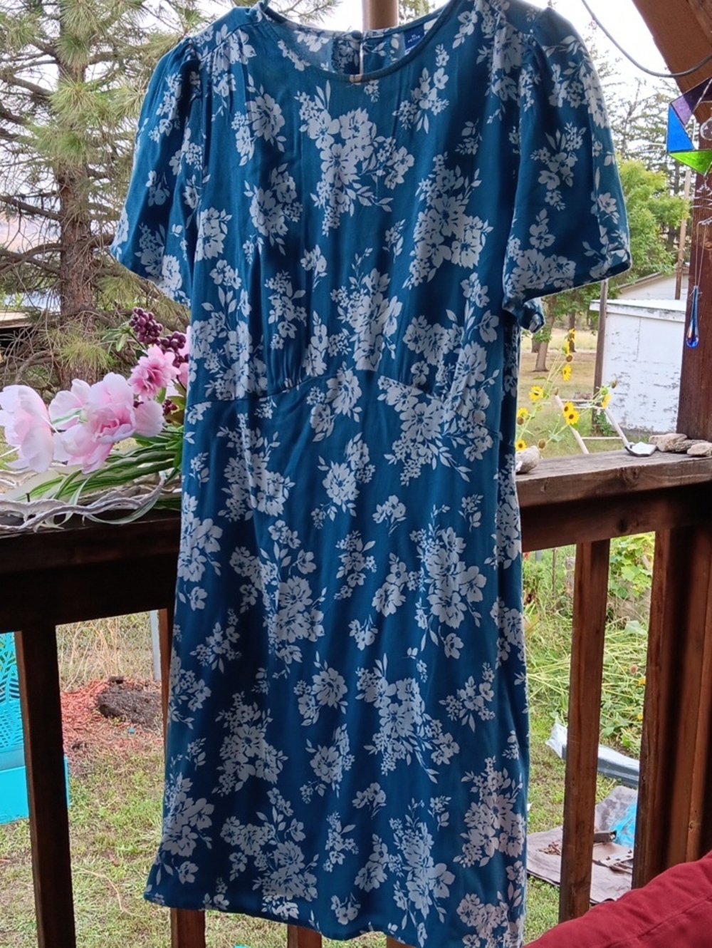 Old Navy Teal Blue Floral Midi Dress